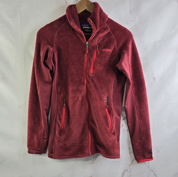 Patagonia Jacket Womens Small Red Fleece Full Zip Micro Grid R2 Regulator - Picture 1 of 14